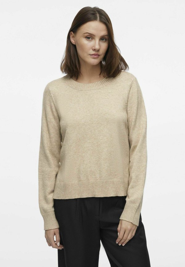 RUNDHALS - Strickpullover - natural melange