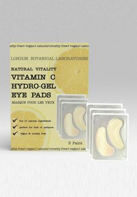 Hydrożelowe podkładki pod oczy w przezroczystym, zakrzywionym kształcie, zapakowane w żółte pudełko z grafiką cytryn i czarnym tekstem. Zawiera trzy pary.