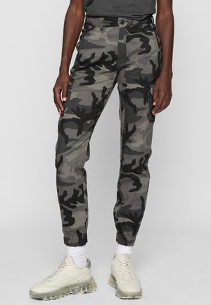 LADIES HIGH WAIST CAMO CARGO PANTS - Pantalon cargo - dark camo