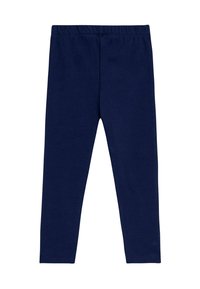 Marineblauwe legging gemaakt van een zachte katoenmix, met een rekbare tailleband en een glad, onverhuwd oppervlak.