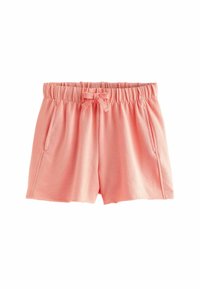 Lyserøde shorts med elastisk talje, prydet med en front sløjfe og to sidelommer. Blødt tekstil med en lige snit finish.