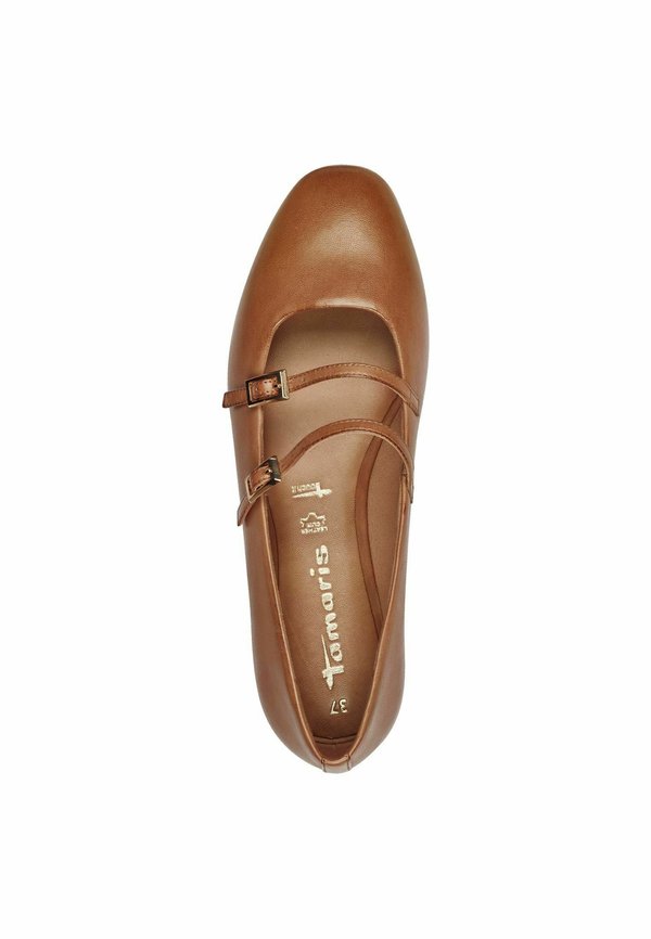 Ankle strap ballet pumps - cognac2