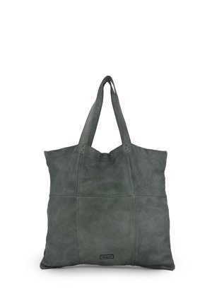 Sac cabas en cuir gris avec deux bretelles et un design à panneaux cousus, marqué "VENEZIA" près du centre inférieur.