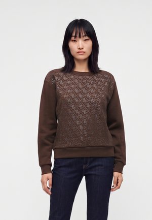 Guess, ALLOVER CRYSTALS - Суитшърт - dark coffee