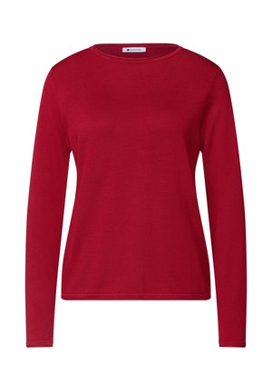 Street One, PULLOVER MIT RUNDHALS UND ROLLKANTEN - Striktrøje - inferno red