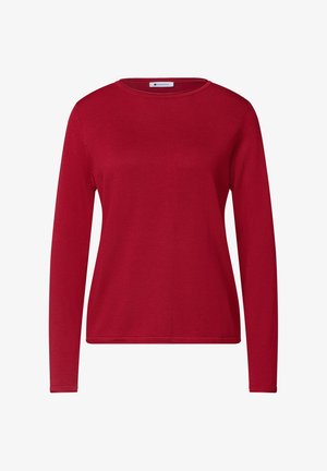 Street One, PULLOVER MIT RUNDHALS UND ROLLKANTEN - Striktrøje - inferno red