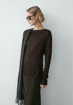 DRAPED WITH BATWING SLEEVES - Jumper - mottled dark brown