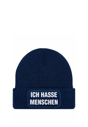 MIT PATCH SPRUCH ICH HASSE MENSCHEN - Beanie - dunkelblau