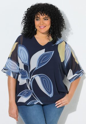 Ulla Popken CHIFFON-TUNIKA, DOPPELLAGIG, V-AUSSCHNITT, 3/4-ARM - Tunique - marine