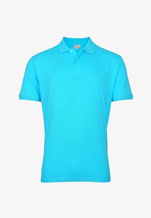 Törökzöld pamut poloing, klasszikus gallérral, két gombos gombolással, rövid ujjakkal és egy kis hímzett logóval a mellrészén.