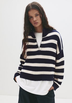 STRIPED QUARTER - Neule - blue denim