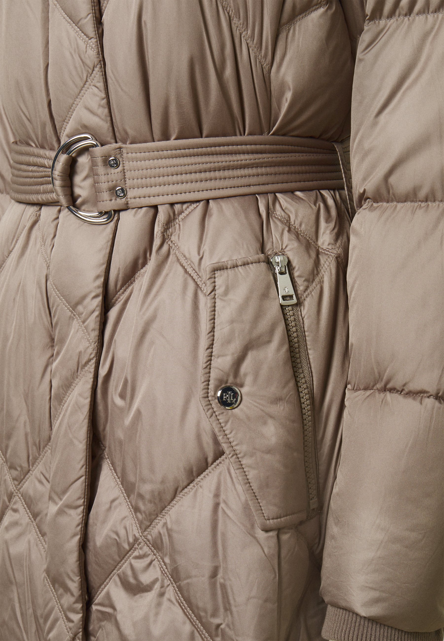 Lauren Ralph Lauren Matte Finish Cozy Belted Coat Daunenmantel Taupe Zalando De
