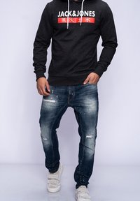 Jack & Jones Felpa con cappuccio - mottled dark grey