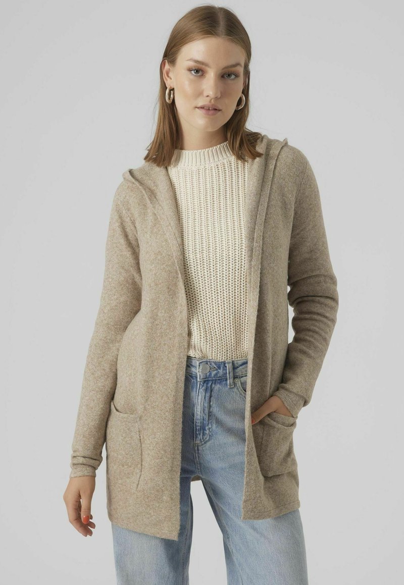 Vero Moda VMDOFFY OPEN HOOD CARDIGAN - Adīta jaka - sepia tint