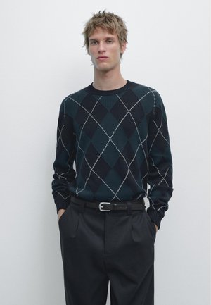 Massimo Dutti WITH ARGYLE DETAIL - Maglione - dark blue