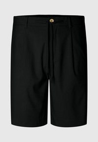 Černé kraťasy vyrobené z texturované látky, s knoflíkovým zapínáním a šňůrkou. Navrženy s bočními kapsami a volným střihem.