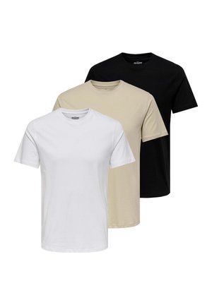 3 PACK - T-Shirt basic - weiß schwarz beige