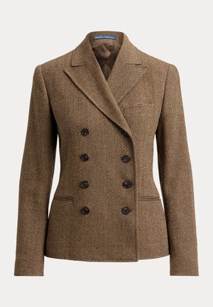 DOUBLE-BREASTED HERRINGBONE BLAZER - Kratka jakna - brown