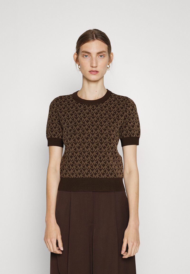 MICHAEL Michael Kors MEGA CREW - T-Shirt print - chocolate/braun