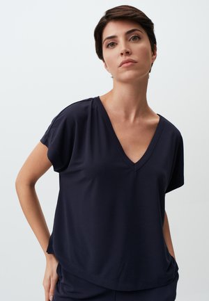 V NECK SHORT SLEEVE - T-shirt basic - dark blue-494