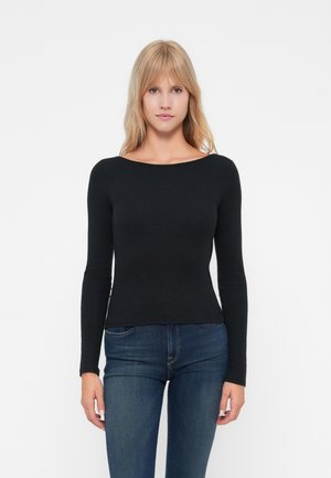 SLASH NECK - Longsleeve - black