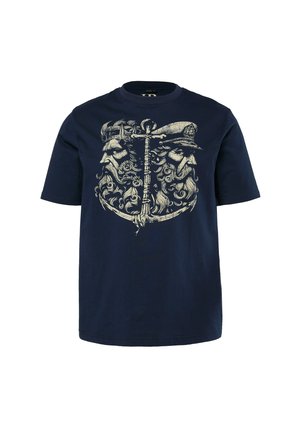 JP1880, T-SHIRT, SHORT SLEEVE, ROUND NECK, PRINT, UP TO 8 XL, granatowy