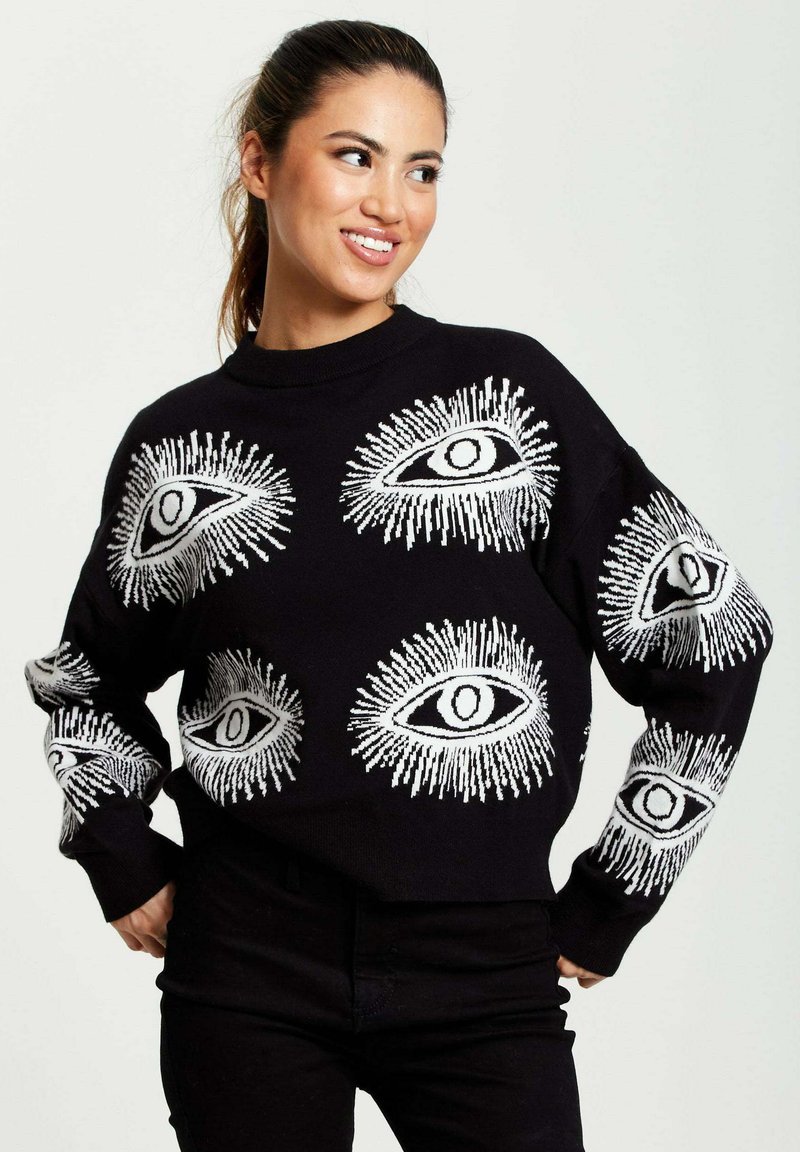 Liquorish EYE PATTERN - Jumper - black