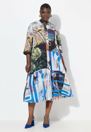 Ulla Popken PATCHWORK 3/4 SLEEVE MIDI  - Day dress - snow white