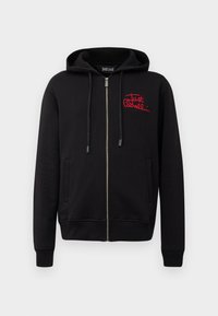 CORDED LOGO - Športna jopa s kapuco na zadrgo - black