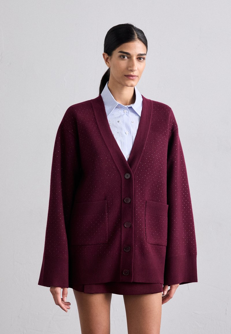 sandro CARDIGAN LOOK SURCHEMISE - Adīta jaka - bordeaux