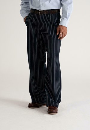 PINSTRIPE PLEATED - Trousers - navy