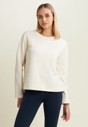 GIROCOLLO IN TECNICO DOPPIO A TRECCE - Felpa - off white