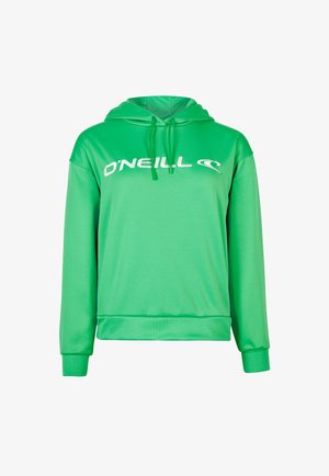 Sudadera con capucha verde, confeccionada en tela lisa, con un bolsillo frontal y el logo "O'Neill" en blanco en el pecho.