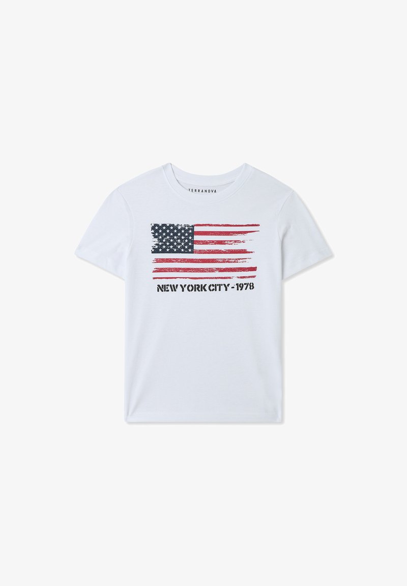 Terranova CON BANDIERA - T-shirt con stampa - bianco ottico