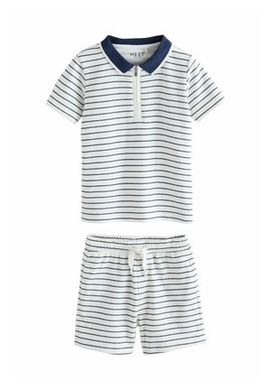 Next, NEXT SET - Shorts - navy white stripe zip neck