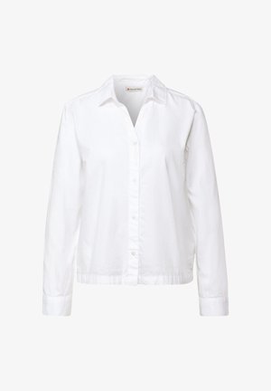 Camicia bianca a maniche lunghe, con bottoni, realizzata in cotone morbido. Presenta un colletto e bottoni lungo la parte anteriore. Design semplice e classico.