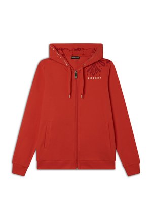 LEGGERA CON CAPPUCCIO E DETTAGLI FLOREALI - Sweat zippé - poppy red