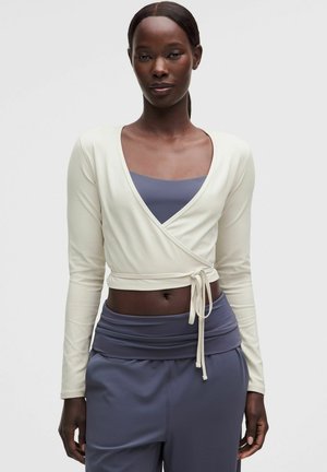 lululemon, NULU LONG-SLEEVE CROPPED WRAP  WOMEN'S LONG SLEEVE SHIRTS - Long-sleeved top - light ivory