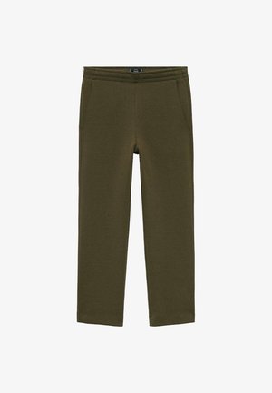 Olijfgroene recht gesneden joggingbroek met een elastische tailleband en zijzakken, ontworpen voor casual draag.