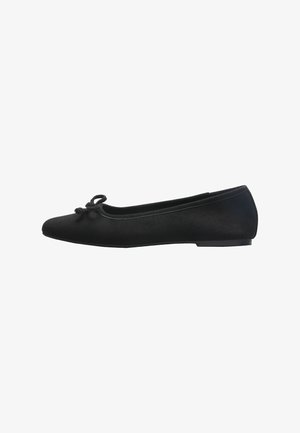 Friends Like These, SQUARE TOE BOW DETAIL FLAT BALLERINA SHOES FIT - Ballerinasko - black faux suede