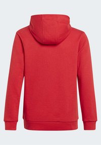 Röd hoodie i mjukt tyg, med en avslappnad design, lång ärm, elastiska muddar och huva. Inga synliga logotyper eller mönster.