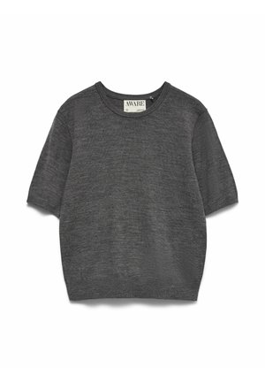 Vero Moda, KNITTED TOP AWCARA KNIT TOP - T-shirts basic - dark grey melange