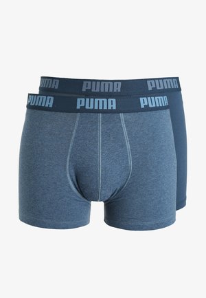Herrliche blaue Boxershorts aus Baumwollmischung, mit einem grauen elastischen Bund, der mit "PUMA"-Branding und tonalen Nähten versehen ist.