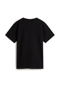 Schwarzes T-Shirt mit kurzen Ärmeln aus Baumwolle, mit Rundhalsausschnitt und schlichtem Design ohne sichtbare Logos oder Verzierungen.