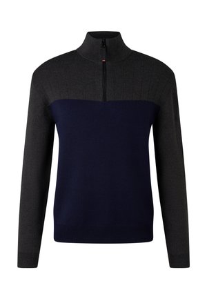 Striktrøje - grau navy-blau