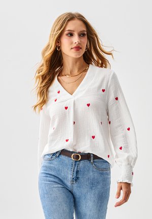 Bluse - white red
