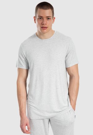 Gray short-sleeve t-shirt made from soft fabric with a classic crew neck design. Features a relaxed fit and subtle texture.