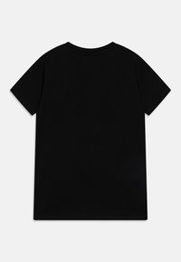 Svart bomulls T-skjorte med rund hals og kortermet. Har et enkelt design uten mønstre eller grafikk, rene kanter.