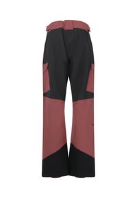 Skidbyxor i svart och bourgogne med bred benstorlek, med två sidofickor och midjebälte. Tillverkade av ett hållbart, vattentåligt material.