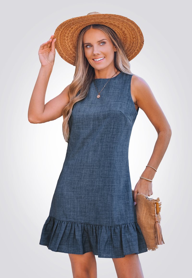 Cupshe RUFFLE  - Freizeitkleid - dark blue
